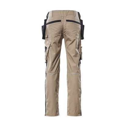 Pantalon avec poches suspendues, pantalon léger, kaki clair/noir