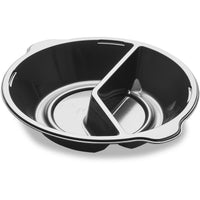 De DF Pearl M2 – 2-delig, 2 zwart, PP, Ø220x42 van Duni GmbH is een rond, gedeeld serveerbord met twee handvatten, ideaal als 2-delig bord voor het buffet. Wordt geleverd in verpakkingen van 300 stuks.