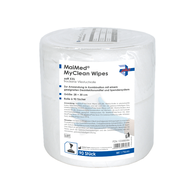 MaiMed MyClean Wipes lingettes douces XXL desi, recharge 90 feuilles, insaturées, 28x30cm | Paquet (90 feuilles)