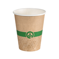 De Duni Melli-beker 240 ml van Duni GmbH (40 stuks, meerkleurig) van FSC-gecertificeerd papier met een groene rand en een subtiel honingraatpatroon – milieuvriendelijke wegwerpbeker op een witte achtergrond.