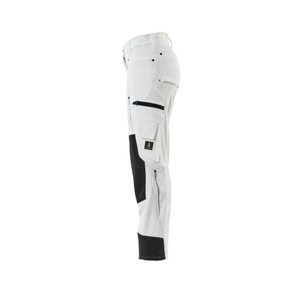 Pantalon avec poches genoux, femme, pantalon diamant, blanc