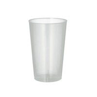 Le gobelet en plastique réutilisable Starpak, un gobelet translucide et incassable d'une hauteur de 11,8 cm et d'un diamètre de 7,8 cm, présente un design épuré et est présenté sur un fond blanc.
