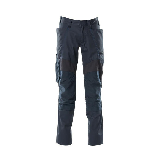 Broek met kniezakken, broek met stretch inzetstukken, zwartblauw