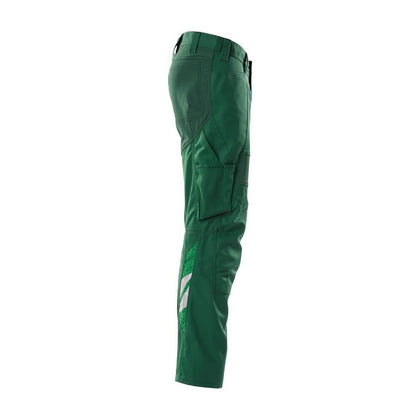 Pantalon avec poches genoux, pantalon empiècements stretch, vert