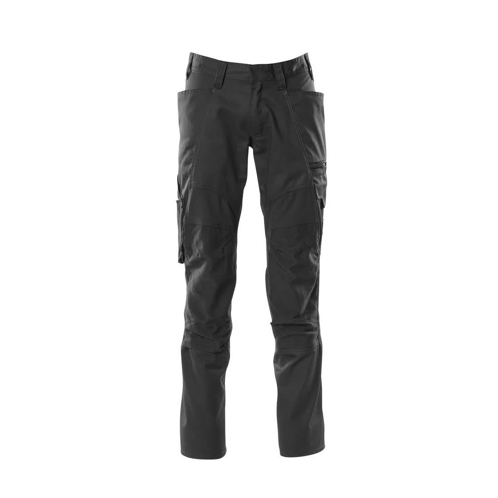 Pantalon avec poches genoux, pantalon empiècements stretch, noir