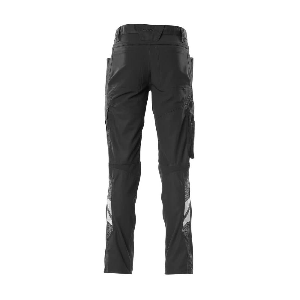 Pantalon avec poches genoux, pantalon empiècements stretch, noir