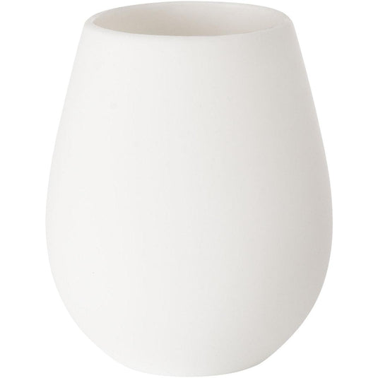 Un bougeoir LED blanc en silicone de la marque Duni GmbH, au motif tropical et à la finition mate, présentant une forme arrondie et légèrement conique ainsi qu'une large ouverture, photographié sur fond blanc. Conditionnement : 1 bougeoir.