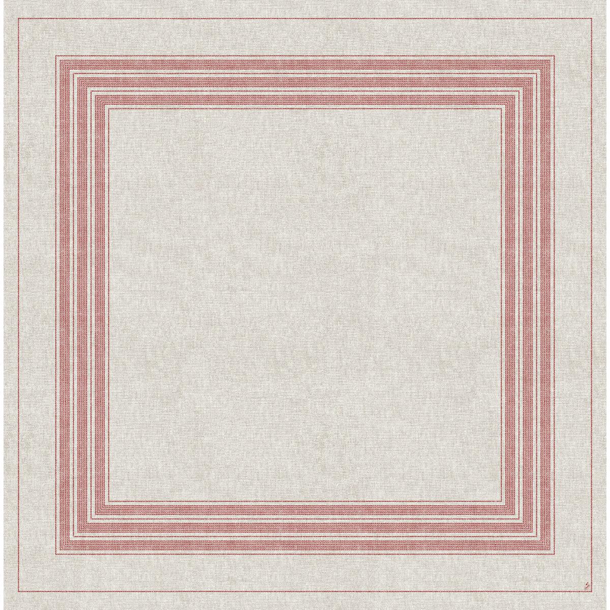Die Dunisilk-Mitteldecken 84 x 84 cm Cocina bordeaux von Duni GmbH haben einen beige strukturierten Hintergrund und dünne rote Linien, die konzentrische Quadrate bilden - ideal als elegante Tischdekoration oder für stilvolle Lagenbordüreffekte. Die Packung enthält 20 Stück.