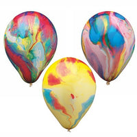 Huit multicolores PAPSTAR Des ballons (Ø 22 cm) de la PAPSTAR Des ballons en forme de spirale, aux motifs marbrés uniques et aux couleurs vives, sont présentés sur un fond blanc : la décoration idéale pour toutes vos fêtes.