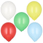 Een zak met 8 PAPSTAR ballonnen Ø 32 cm, kleurrijk gesorteerd door PAPSTAR GmbH, glanst in wit, geel, groen, rood en lichtblauw - perfect als feestdecoratie voor feesten.