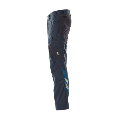 Pantalon, poches cuisses, pantalon empiècements stretch, noir-bleu