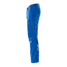 Pantalon, poches cuisses, pantalon empiècements stretch, bleu azur
