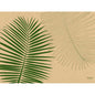 Deux feuilles de palmier sur fond beige ornent le set de table en papier (30x40 cm) de Duni GmbH - idéal pour les fêtes. L'emballage contient 250 pièces ; "ecoecho" est en bas à droite.