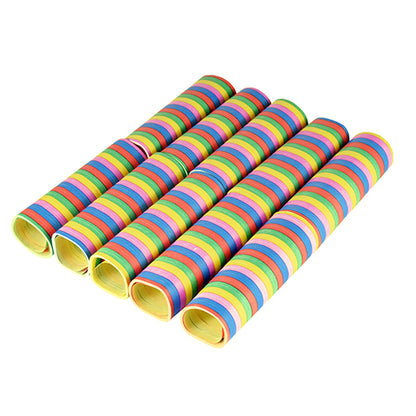 Tien PAPSTAR serpentines 4 m "Stripes" (vlamvertragende folie) van PAPSTAR GmbH met kleurrijke strepen - de ideale feestdecoratie.