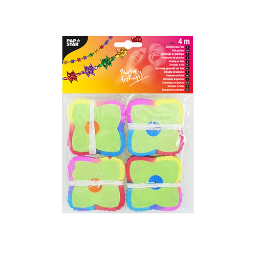 Een 4-pack papieren slingers van de PAPSTAR GmbH, perfect voor feestjes. De kleurrijke slingers zorgen voor een feestelijke sfeer, en de merkverpakking met decoratieve motieven zorgt voor nog meer feeststemming.