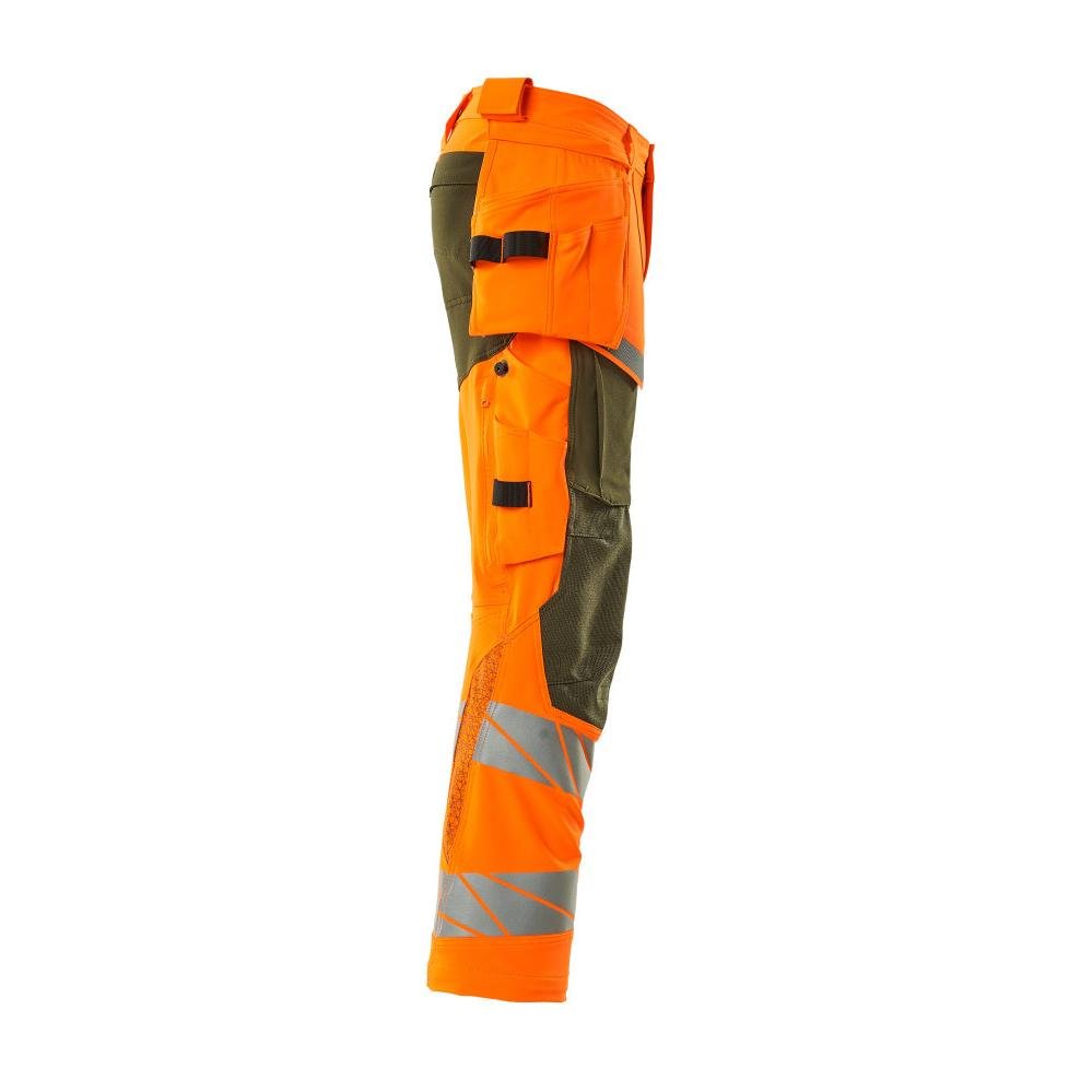 Broek met hangende zakken, broek ULTIMATE STRETCH, signalisatie oranje/mosgroen