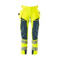Pantalon avec poches suspendues, pantalon ULTIMATE STRETCH, jaune haute visibilité/pétrole foncé