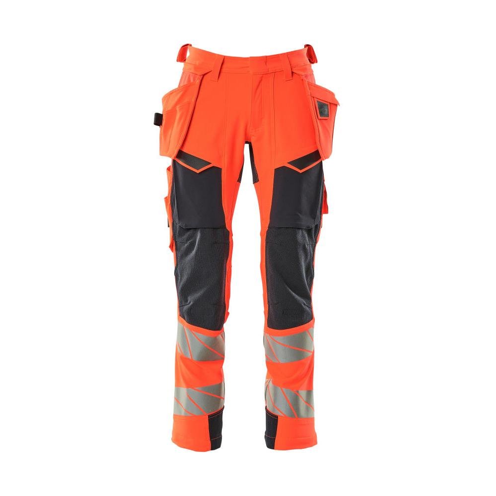 Pantalon avec poches suspendues, pantalon ULTIMATE STRETCH, Hi-vis rouge/noir-bleu