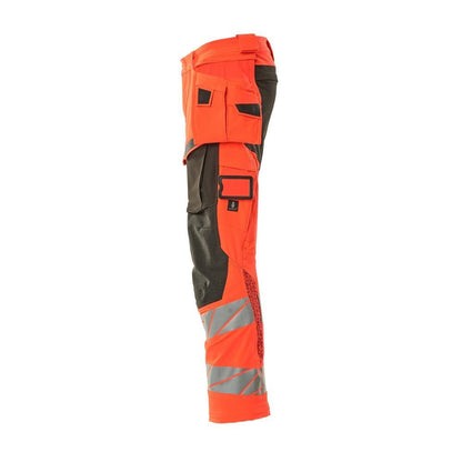 Broek met hangende zakken, broek ULTIMATE STRETCH, signalisatie rood/donker antraciet