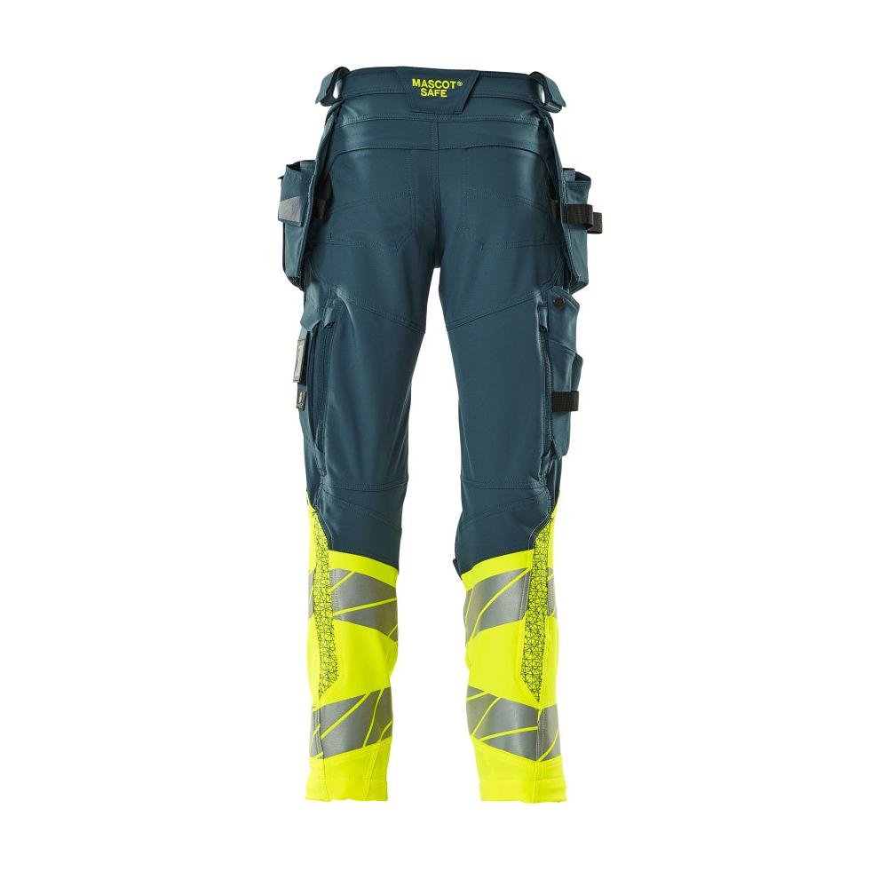 Broek met hangende zakken, broek ULTIMATE STRETCH, donker petroleum/signaleringsgeel