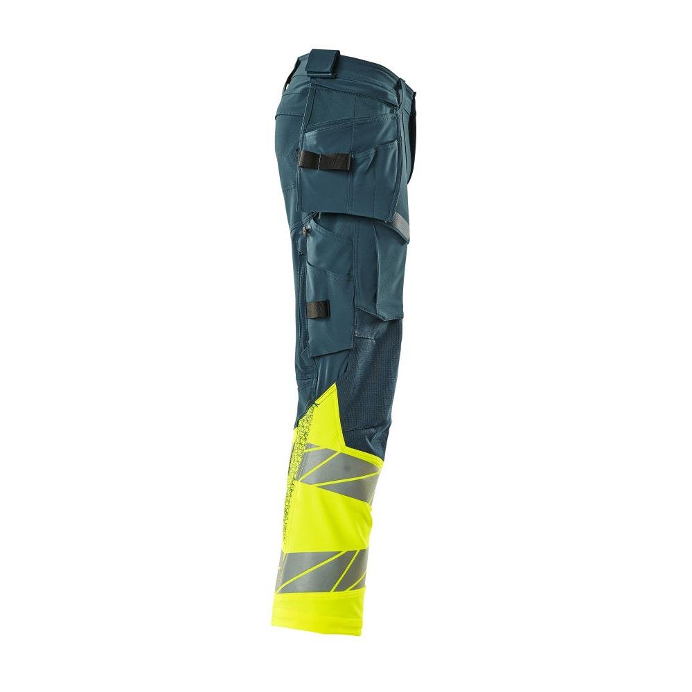 Broek met hangende zakken, broek ULTIMATE STRETCH, donker petroleum/signaleringsgeel