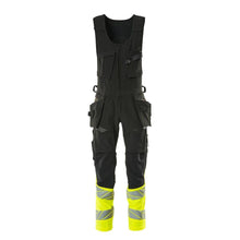 Pantalon combiné, poches suspendues, pantalon combiné ULTIMATE STRETCH, noir/jaune haute visibilité