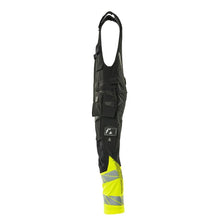 Pantalon combiné, poches suspendues, pantalon combiné ULTIMATE STRETCH, noir/jaune haute visibilité