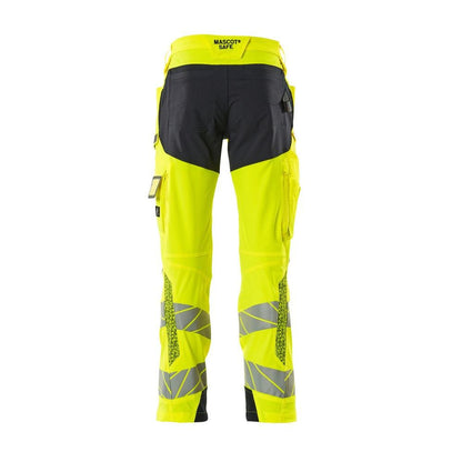 Broek met kniezakken, broek ULTIMATE STRETCH, signalisatie geel/zwart-blauw
