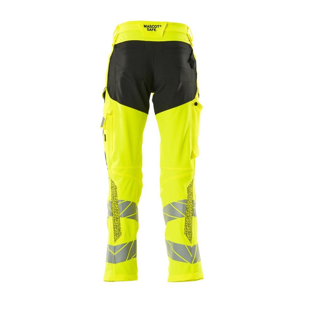 Broek met kniezakken, broek ULTIMATE STRETCH, signalisatie geel/zwart