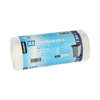Een rol met 25 Starpak-vuilniszakken van HDPE met een blauw-wit etiket, inhoud 120 l (110 x 70 cm), inclusief informatie over recycling in het Duits.