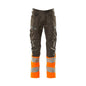 Broek met kniezakken, broek met stretch inzetstukken, donker antraciet/fluo oranje