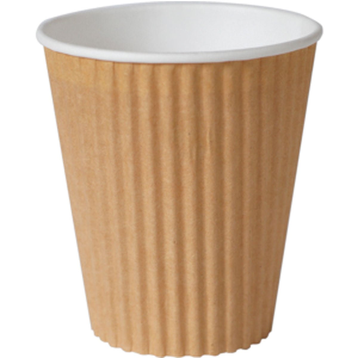 Le gobelet thermique triple paroi 350 ml de Duni GmbH en PAP/PLA brun, ici avec intérieur blanc sur fond uni, offre une façon écologique de déguster des boissons ; disponible en paquets de 30 pièces.