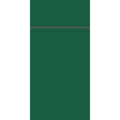 Ein einfarbiges, dunkelgrünes Rechteck füllt den größten Teil des Bildes aus, umrandet von weißen Seiten und gekrönt von einer dünnen grauen Linie - ein Hinweis auf die Eleganz und Nachhaltigkeit der Bio Duniletto Slim 400 x 330 mm Tischdekoration der Duni GmbH.