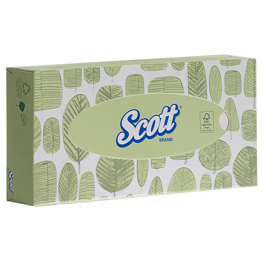 Scott® Kosmetiktücher - Standard/Weiß von Kimberly-Clark GmbH: Jede grüne Box mit weißem Blätterdesign enthält 100 weiche Tücher. Im Karton sind 21 Dispenserboxen - ideal für den täglichen Gebrauch.