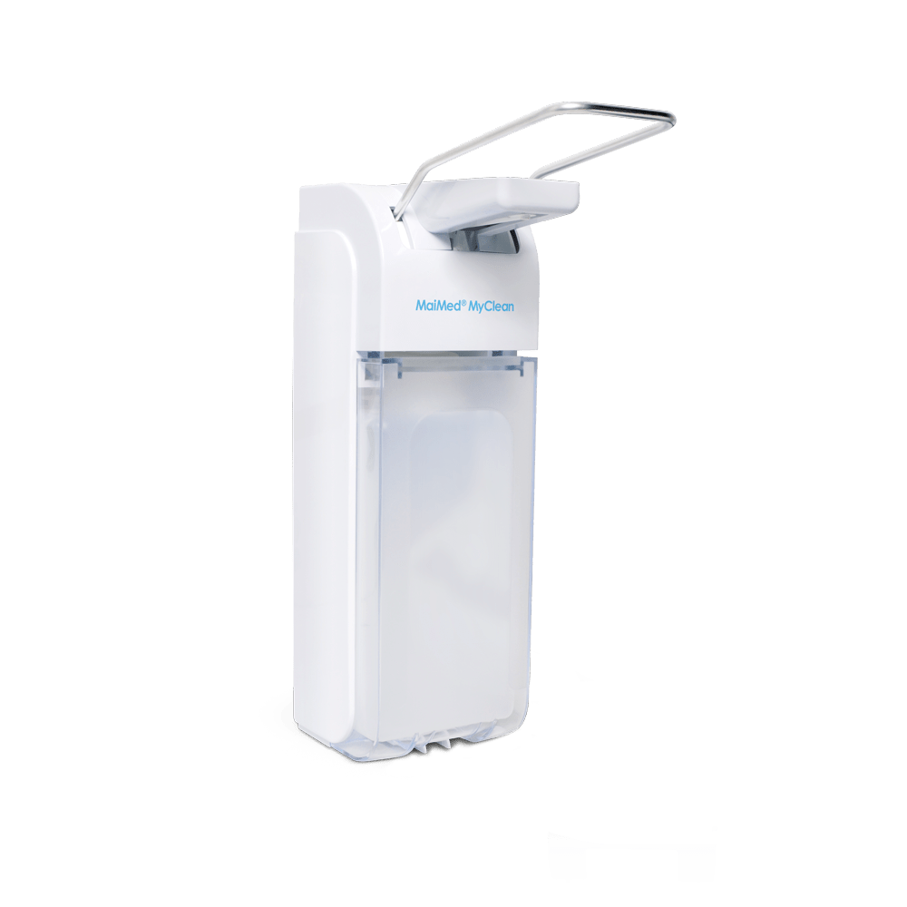 MaiMed MyClean universele dispenser kunststof met armhendel wit voor 500ml & 1l (incl. 500ml adapter) | Fles (500 ml)
