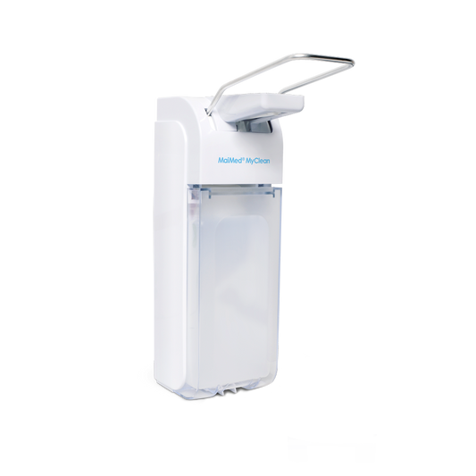 MaiMed MyClean universele dispenser kunststof met armhendel wit voor 500ml & 1l (incl. 500ml adapter) | Fles (500 ml)