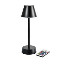 De draadloze LED-lamp ZELDA in grafiet van Duni GmbH – moderne verlichting met een conische kap en een ronde voet, inclusief afstandsbediening. Ideaal als stijlvol designaccessoire en decoratie voor de woonkamer.