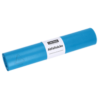 Un rouleau de sacs poubelle DEISS 20770 de la société EMIL DEISS KG (GmbH + Co.), dimensions 575 x 1 000 mm, type 60 bleu, lot de 25 pièces, comporte une étiquette blanche sur laquelle sont imprimés les mentions « DEISS 20770 Sacs d'emballage » et « Sacs poubelle » sur un fond blanc immaculé.