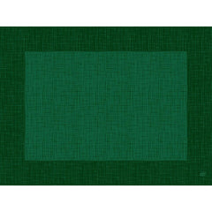 Een rechthoekig, groen, gevlochten patroon is gecentreerd op een donkergroene achtergrond met een brede rand – perfect voor de Bio-Dunicel-sets 30x40 Linnea Jägergrün, milieuvriendelijke placemats in een kartonnen verpakking (1 verpakking) van Duni GmbH.