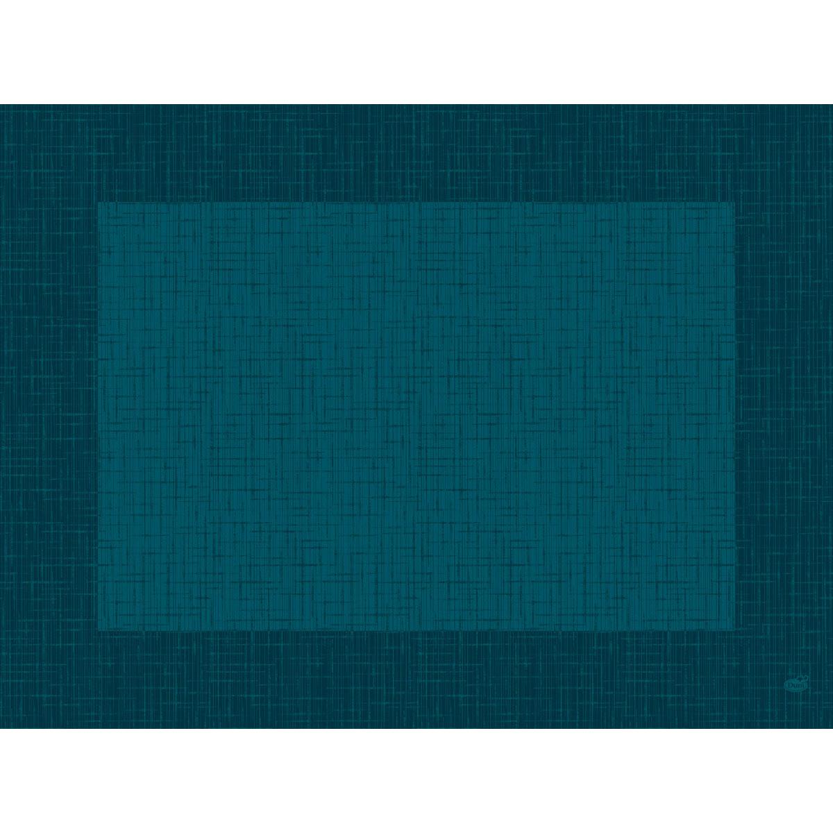 Un ensemble de sets de table Bio-Dunicel 30x40 Linnea ocean teal de Duni GmbH, élégant et biodégradable, avec un motif de hachures fines et un bord foncé - parfait pour une ambiance de table durable. Paquet de 100 pièces.