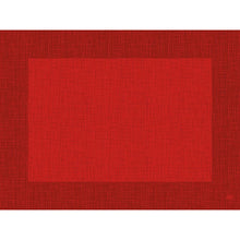 Die Bio-Dunicel-Sets 30x40 Linnea rot der Duni GmbH sind hochwertige rote, rechteckige Tischsets mit Kreuzstruktur und dunklerem Rand aus biologisch abbaubarem Material - ideal für die umweltfreundliche Tischgestaltung.