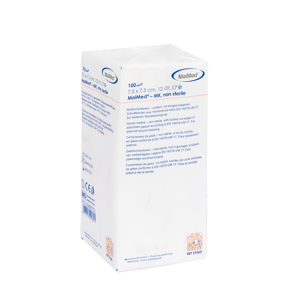 MaiMed-MK-onsteriele gaaskompressen à 100 stuks/papieren zak