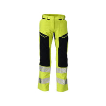 Pantalon femme DIAMOND, poches genoux, pantalon stretch Multisafe, haute visibilité jaune/noir-bleu