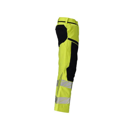 Pantalon femme DIAMOND, poches genoux, pantalon stretch Multisafe, haute visibilité jaune/noir-bleu