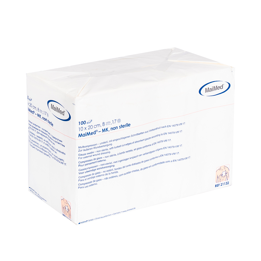 MaiMed-MK-onsteriele gaaskompressen à 100 stuks/papieren zak