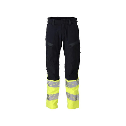 Pantalon, poches genoux, pantalon ULTIMATE STRETCH Multisafe, noir bleu/jaune haute visibilité