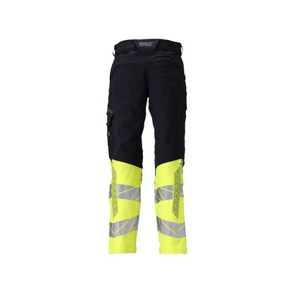 Pantalon, poches genoux, pantalon ULTIMATE STRETCH Multisafe, noir bleu/jaune haute visibilité