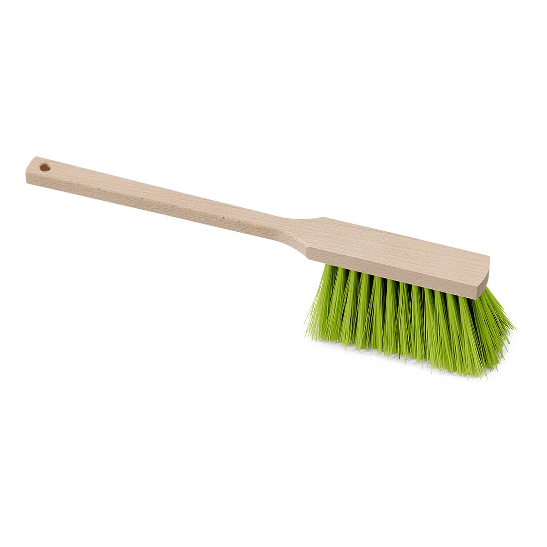 La brosse à main à long manche Nölle Profi Prestige (43 cm) avec un corps en bois de hêtre et des poils en élaston est illustrée sur un fond blanc.