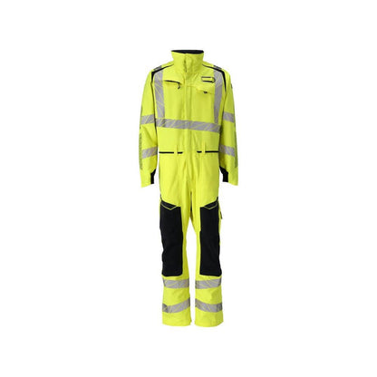 Overall, kniezakken, stretch inzetstukken combinatie Multisafe, signalisatie geel/zwart-blauw