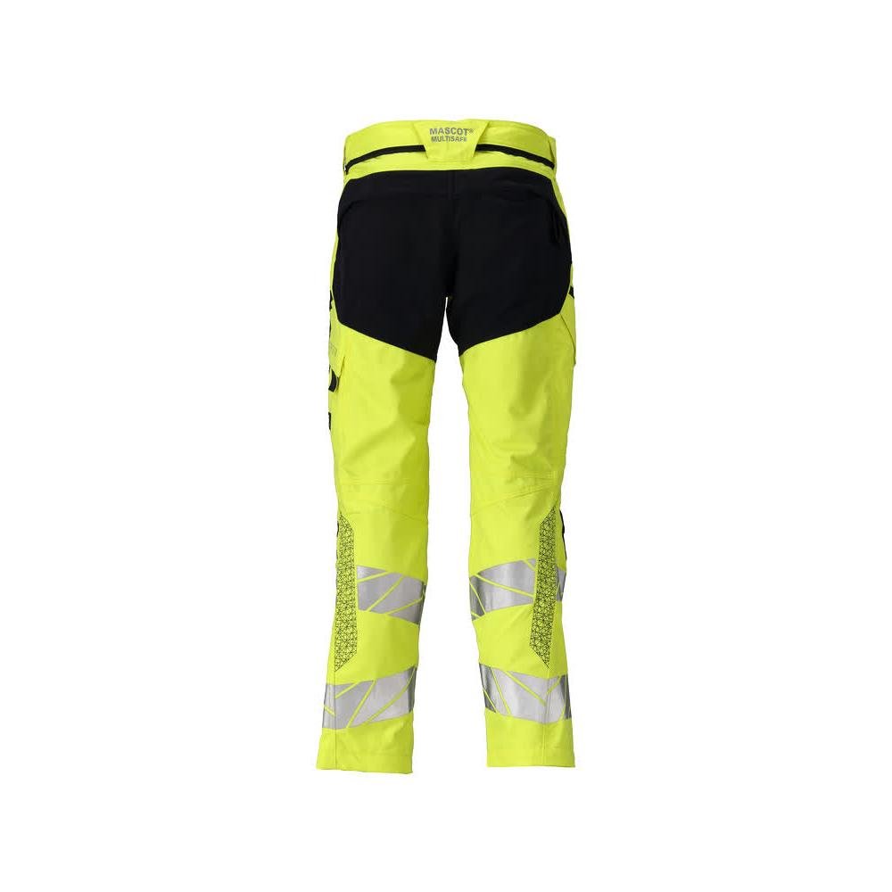 Pantalon avec poches genoux, empiècements stretch Pantalon Multisafe, haute visibilité jaune/noir-bleu